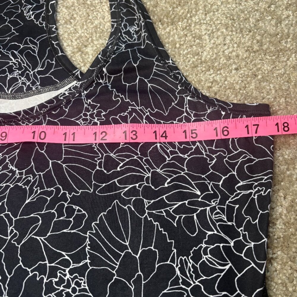 Athleta Tank Top Women's Large Black White Floral Racerback Size M Running #205 - Picture 6 of 7